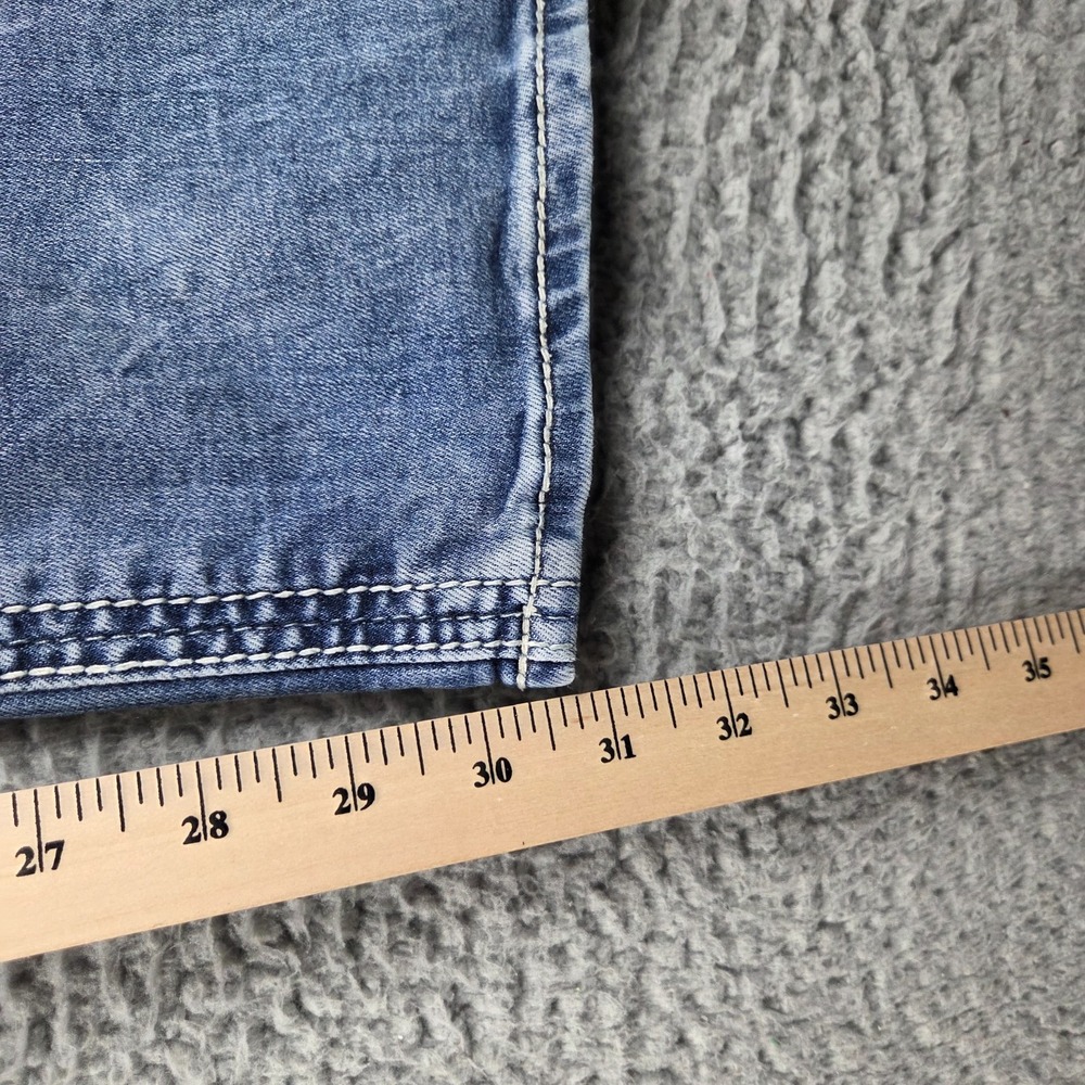 Salvage Anarchy Buckle Jeans Mens 40R (42x31) Blue Relaxed Straight Distressed - Picture 6 of 13